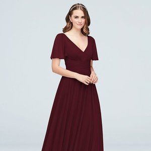 Flutter Sleeve Crisscross Mesh Bridesmaid Dress - David's Bridal